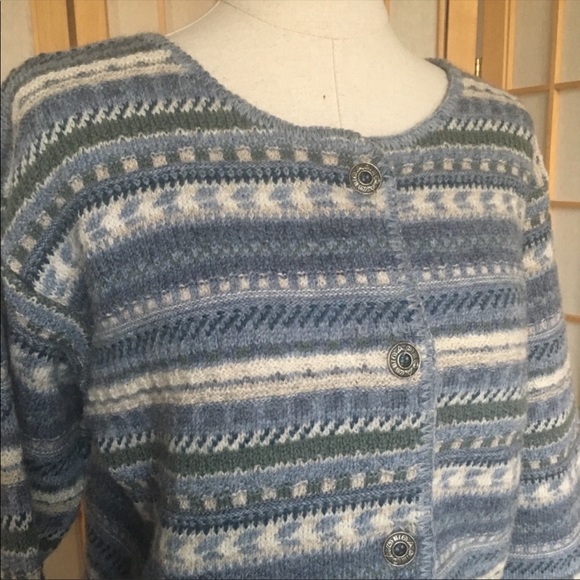 NWT Bemidji Woolen Mills Blue Dusk Fair Isle Style Wool Sweater SZ L - Picture 3 of 8
